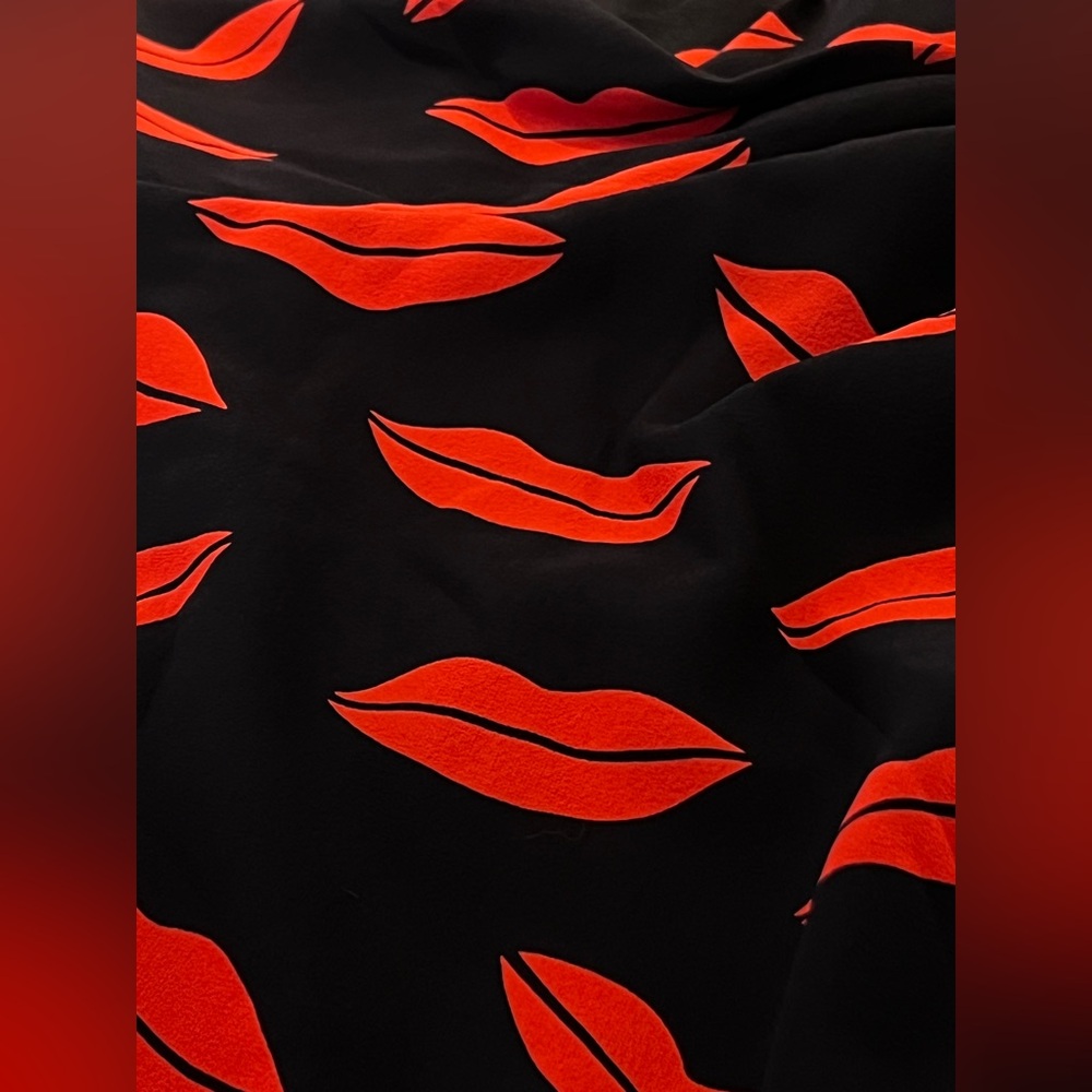 Saint Laurent Black and Red Lip Pattern Dress - Picture 12 of 14